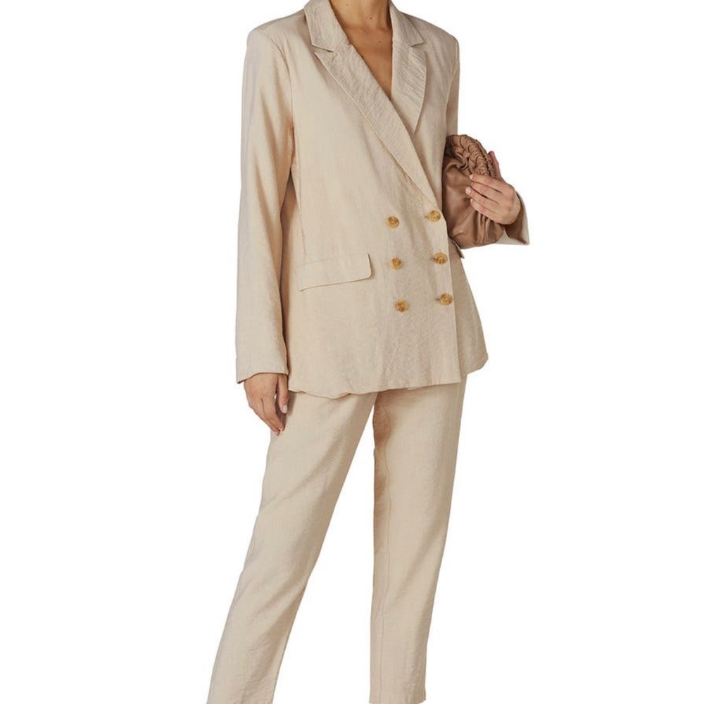 Double breasted blazer and tailored pants suit